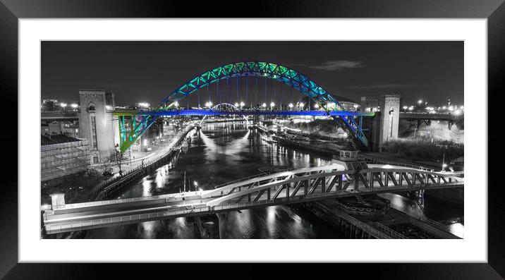 Coloured Tyne Bridge Framed Mounted Print by Naylor's Photography