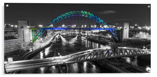 Coloured Tyne Bridge Acrylic by Naylor's Photography