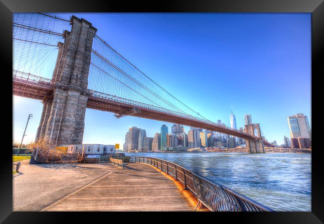 Brooklyn Bridge New York Framed Print by David Pyatt