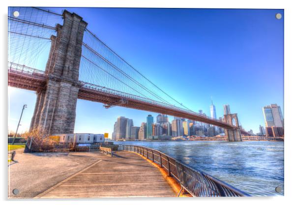 Brooklyn Bridge New York Acrylic by David Pyatt