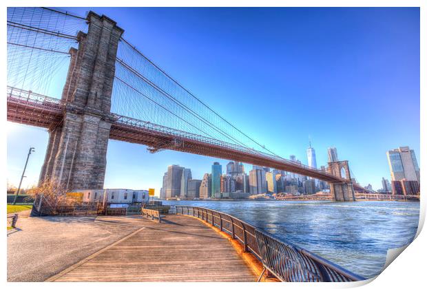 Brooklyn Bridge New York Print by David Pyatt