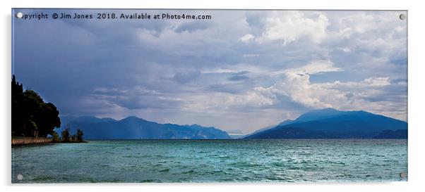 Lake Garda morning panorama Acrylic by Jim Jones