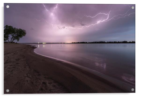 Lake McConaughy lightning  Acrylic by John Finney