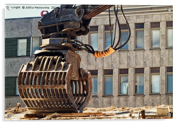 Excavator Bucket On A Demolition Site Acrylic by Jukka Heinovirta