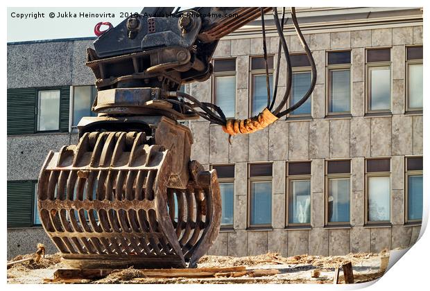 Excavator Bucket On A Demolition Site Print by Jukka Heinovirta