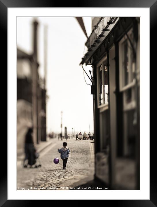 Boy with balloon Framed Mounted Print by Paula Puncher