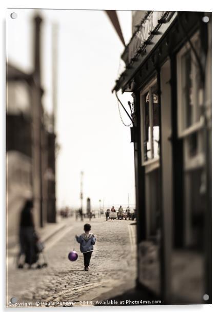Boy with balloon Acrylic by Paula Puncher