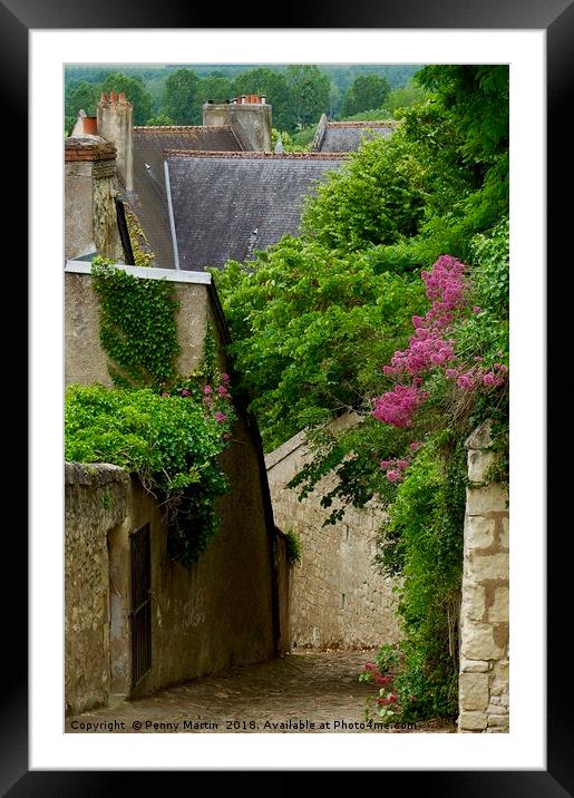 The medieval streets of Chinon, France Framed Mounted Print by Penny Martin