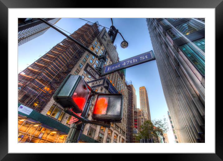 New York Street Sign Framed Mounted Print by David Pyatt
