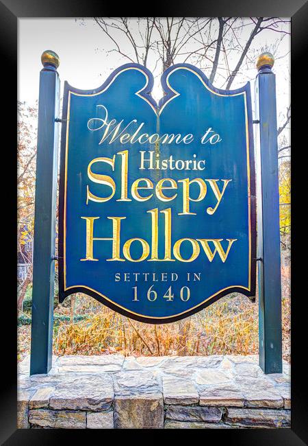 Sleepy Hollow Town Sign Framed Print by David Pyatt