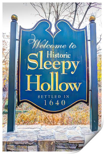 Sleepy Hollow Town Sign Print by David Pyatt