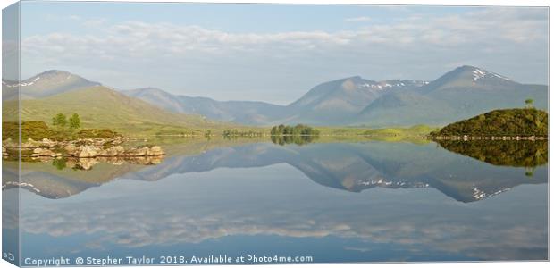 Summer Reflections of Lochan na h-Achlaise Canvas Print by Stephen Taylor