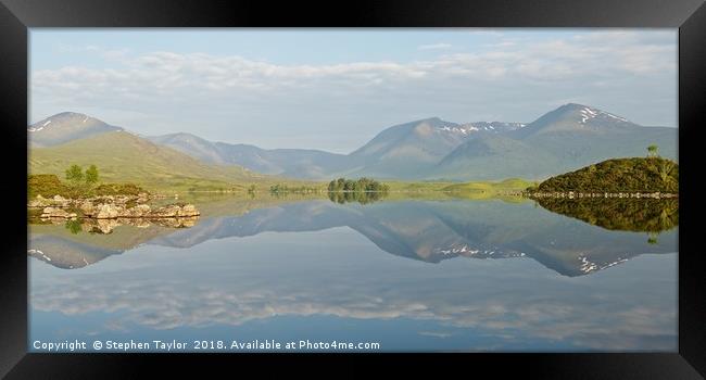 Summer Reflections of Lochan na h-Achlaise Framed Print by Stephen Taylor