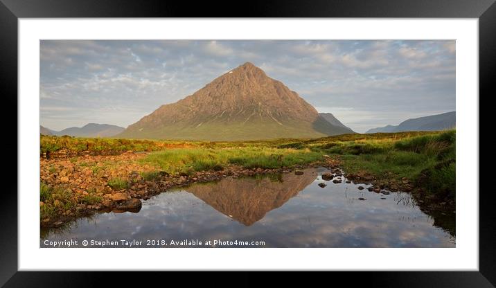 Summer reflections of Buachaille Etive Mor Framed Mounted Print by Stephen Taylor