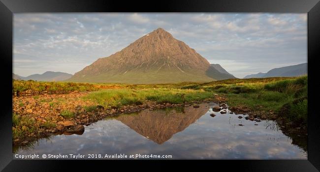 Summer reflections of Buachaille Etive Mor Framed Print by Stephen Taylor