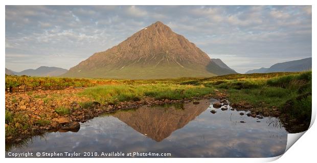 Summer reflections of Buachaille Etive Mor Print by Stephen Taylor