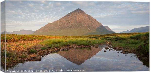 Buachaille Etive Mor Reflections Canvas Print by Stephen Taylor
