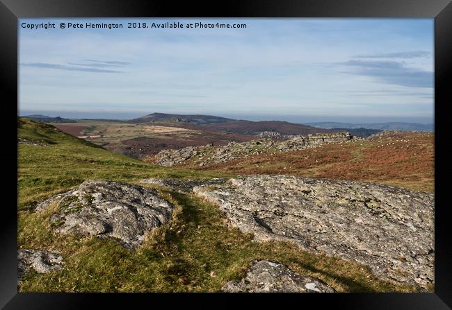 Sweeps of granite on Dartmoor Framed Print by Pete Hemington
