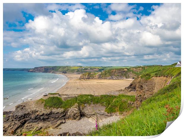 Little Haven and Broad Haven, Pembrokeshire. Print by Colin Allen