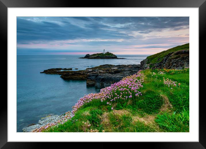 Godrevy lighthouse at dawn Framed Mounted Print by Michael Brookes