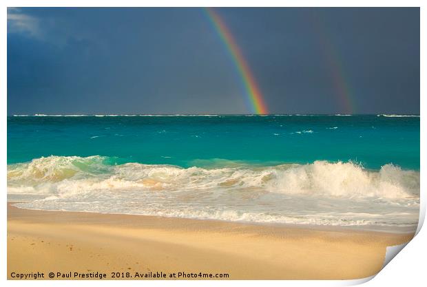Caribbean Beach Rainbow Print by Paul F Prestidge