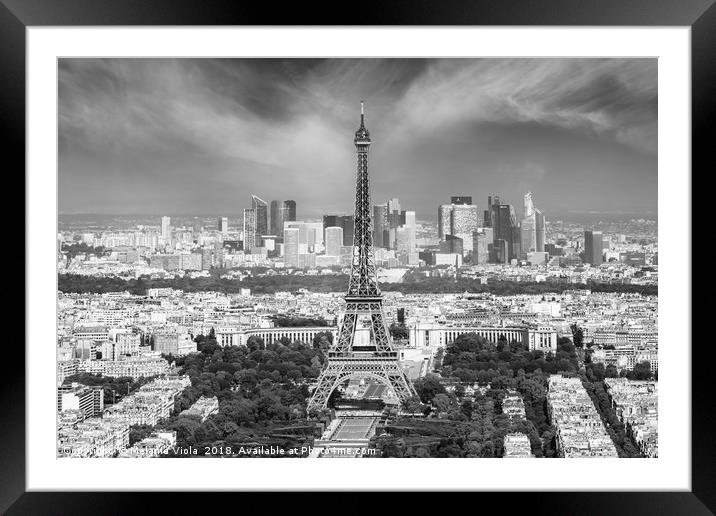 Paris Skyline | Monochrome Panorama Framed Mounted Print by Melanie Viola