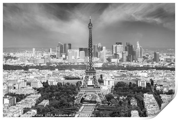 Paris Skyline | Monochrome Panorama Print by Melanie Viola