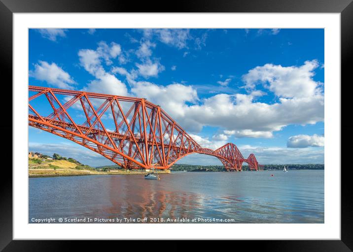 Sailing Boat At Anchor Beneath The Forth Bridge Framed Mounted Print by Tylie Duff Photo Art