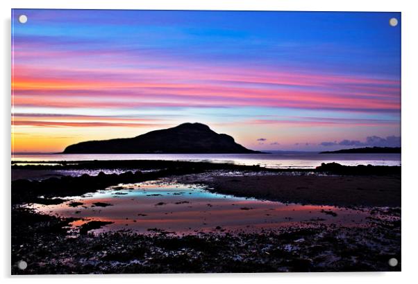 Holy Isle Sunrise, Arran Acrylic by Sammy Pea
