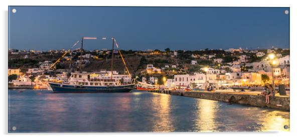 Night-time in Mykonos Acrylic by Naylor's Photography