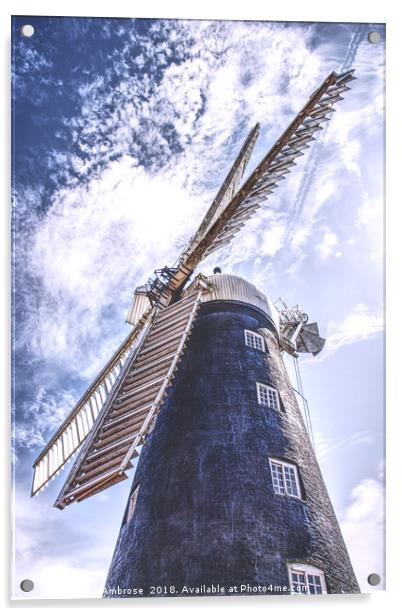 Burgh le Marsh Windmill Acrylic by Ros Ambrose