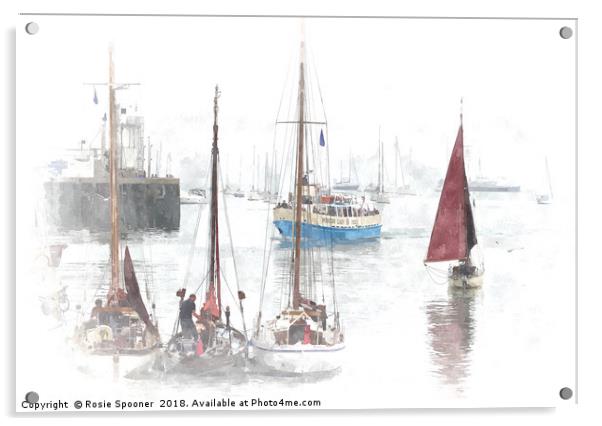 Heritage Sailing Regatta at Brixham in South Devon Acrylic by Rosie Spooner