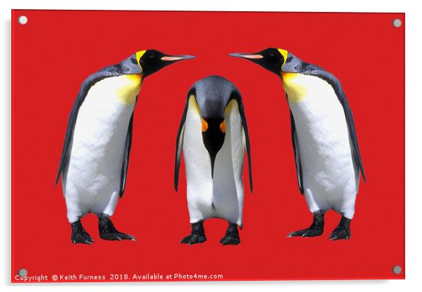 Three Penguins Acrylic by Keith Furness