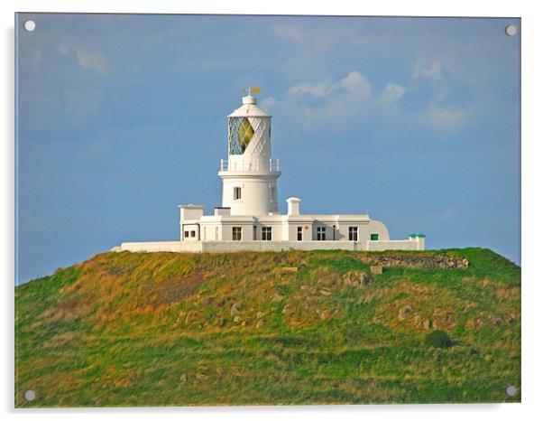 Strumble Head Lighthouse By Day Acrylic by paulette hurley