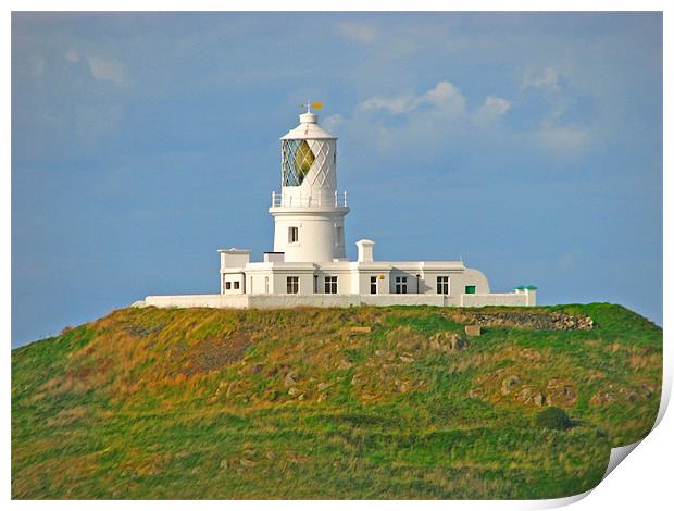 Strumble Head Lighthouse By Day Print by paulette hurley