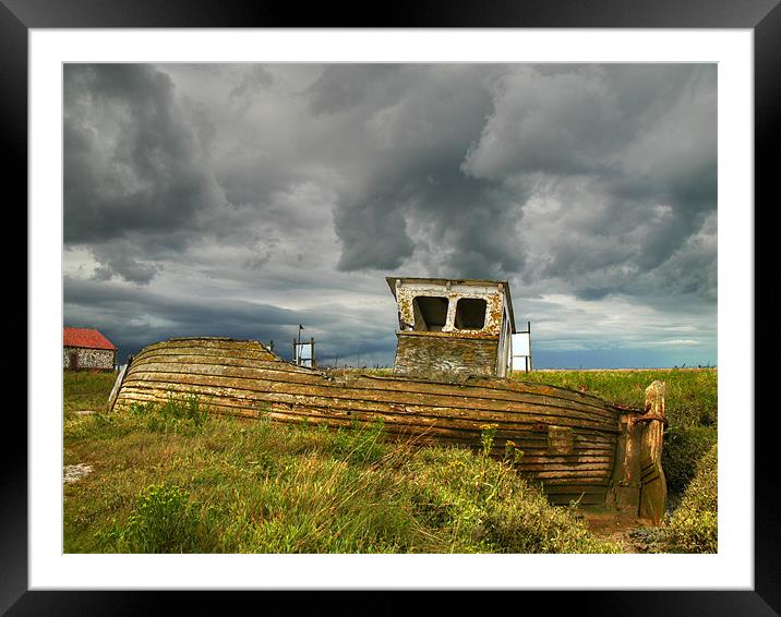 Boat wreck Norfolk Coast Framed Mounted Print by David French