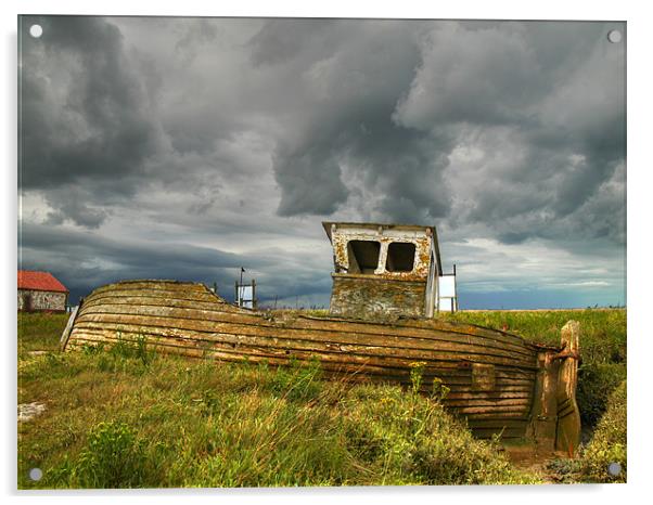 Boat wreck Norfolk Coast Acrylic by David French
