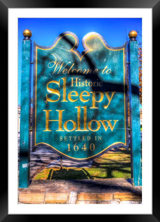 Sleepy Hollow Town Sign Framed Mounted Print by David Pyatt