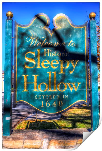 Sleepy Hollow Town Sign Print by David Pyatt