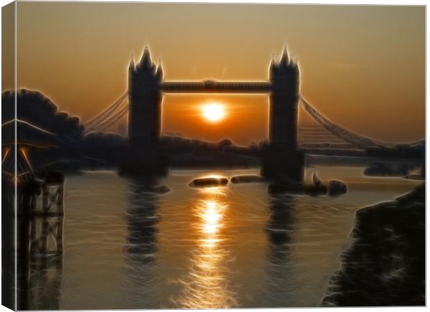 Sunrise Tower Bridge London Fractals Canvas Print by David French
