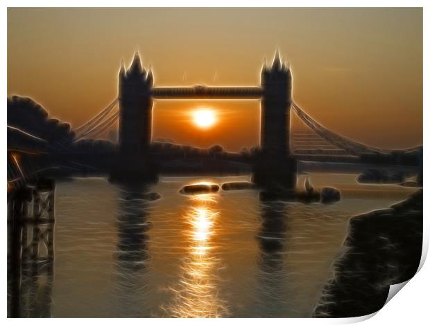 Sunrise Tower Bridge London Fractals Print by David French