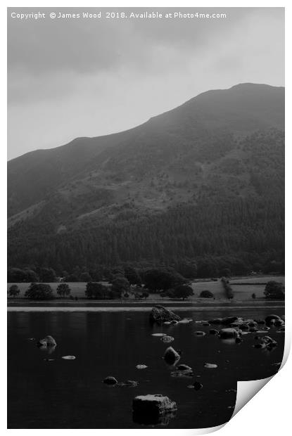 Bassenthwaite in black and white Print by James Wood