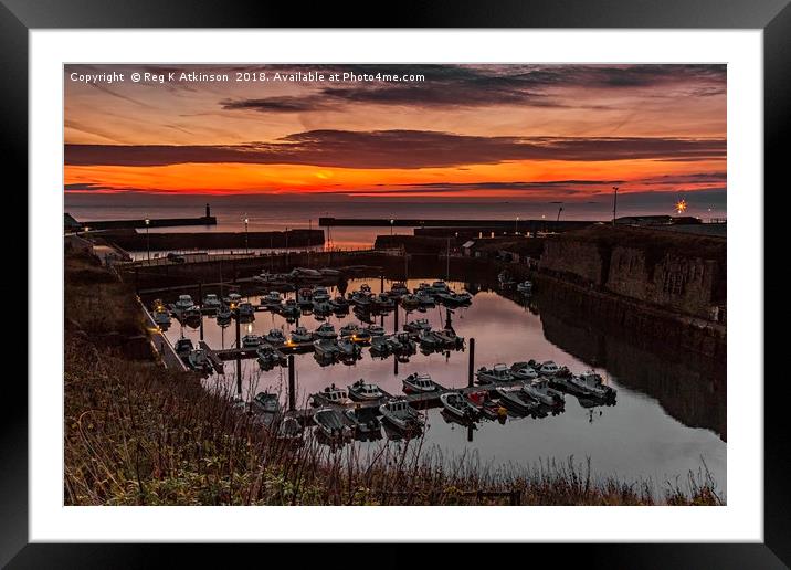 Sunrise Seaham Marina Framed Mounted Print by Reg K Atkinson