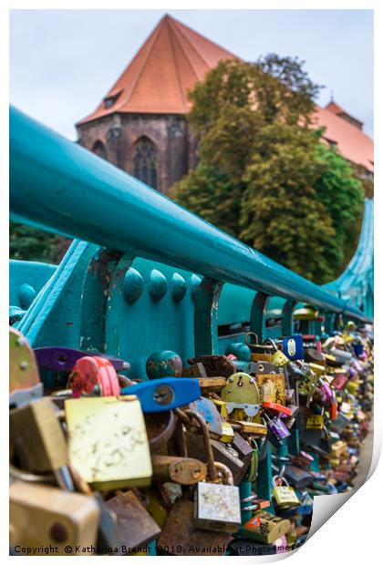 Tumski Bridge in Wroclaw, Poland Print by KB Photo