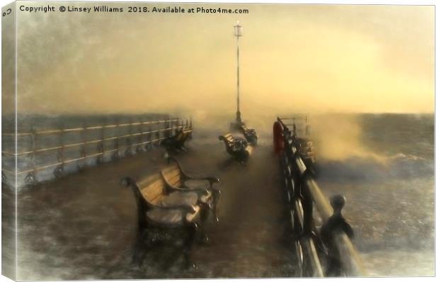 Winter Sunrise Swanage Jetty Canvas Print by Linsey Williams