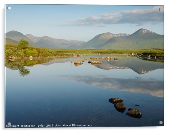 Summer Reflections of Lochan na h-Achlaise Acrylic by Stephen Taylor