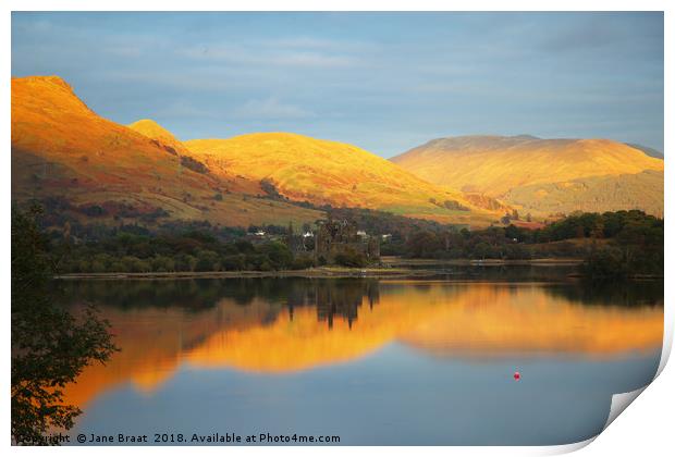 Loch Awe Sunset Print by Jane Braat