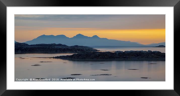 Sunset over the Isle of Rum Framed Mounted Print by Alan Crawford