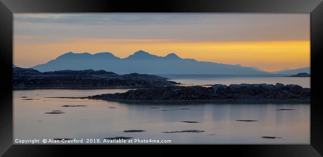 Sunset over the Isle of Rum Framed Print by Alan Crawford