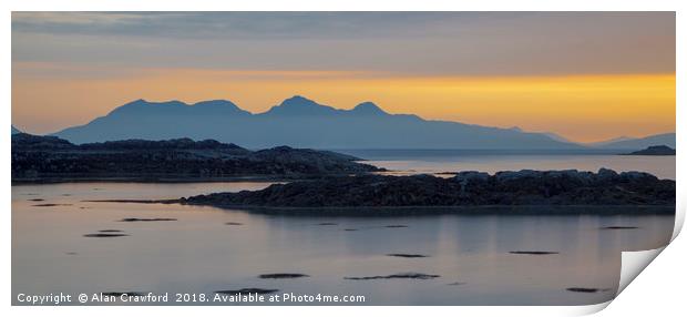 Sunset over the Isle of Rum Print by Alan Crawford